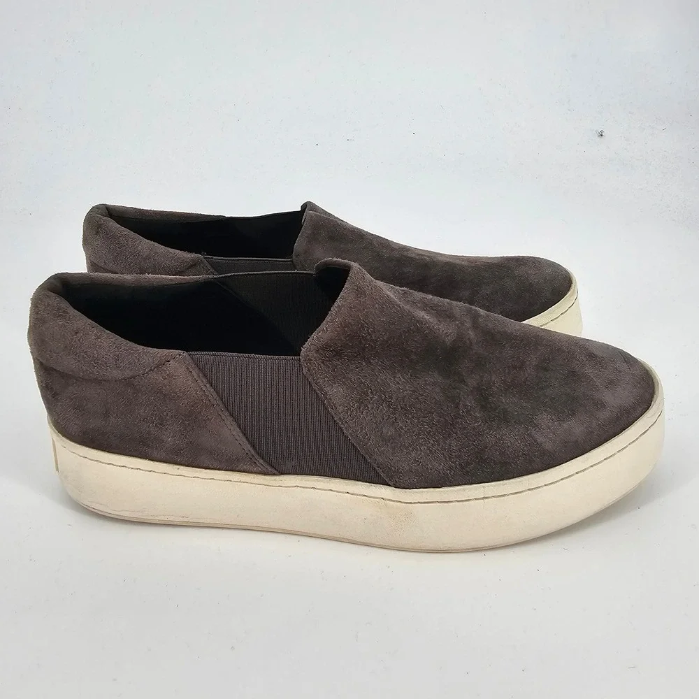 Vince Blair Suede Platform Slip On Sneakers 9.5 M Gray Casual‎ Skate Normcore